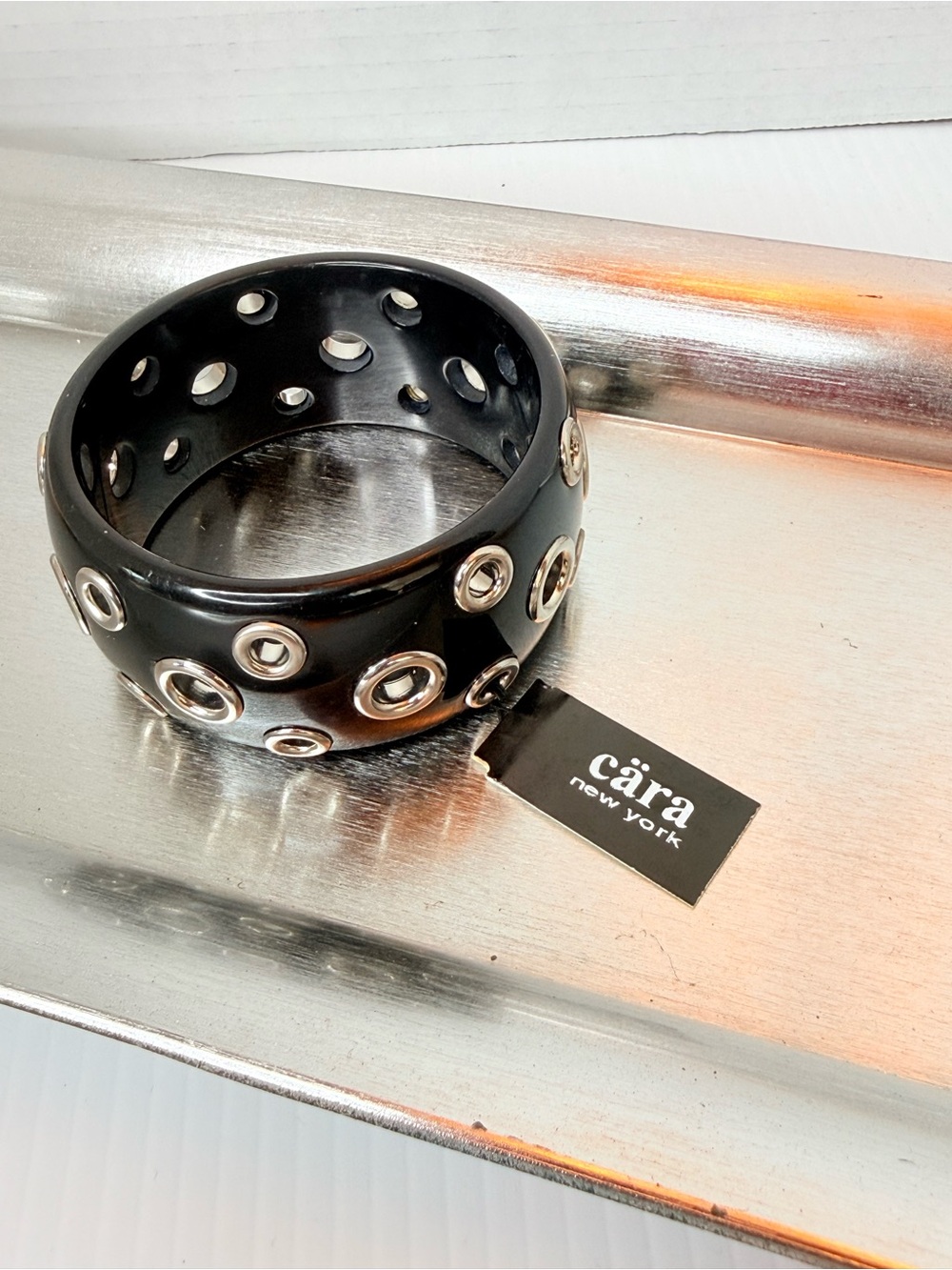 Y2K Black Grommet Bangle Bracelet